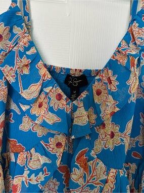 Jessica Simpson Turquoise Floral Ruffle Mini Dress